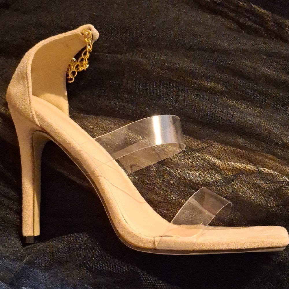 SHEIN Beige High Heels with Clear Straps